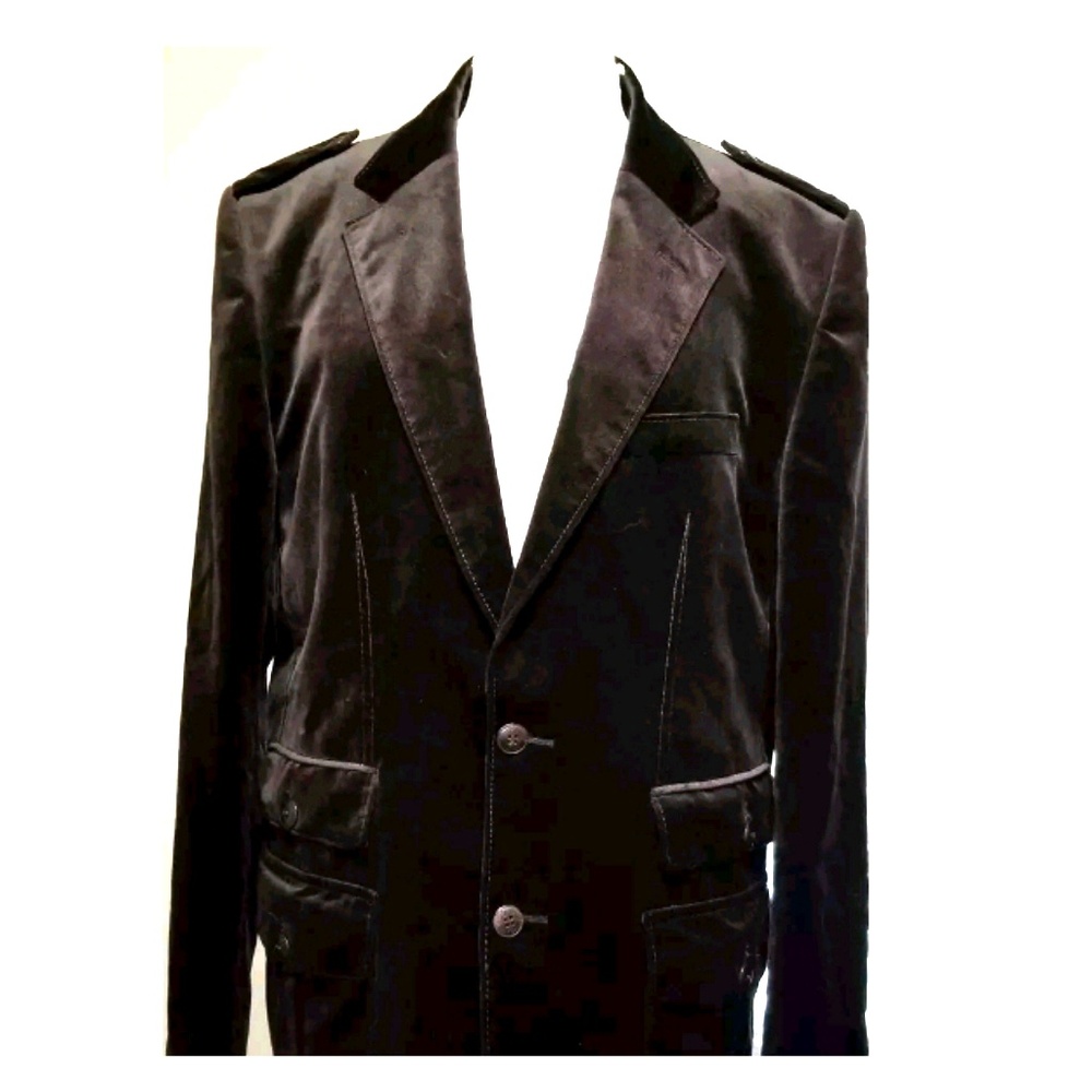 Zara Mens Dark Brown Velvet Suit Blazer 